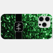 Donkergroene nepschitterende glitters Monogram Case-Mate iPhone Case (Achterkant (horizontaal))