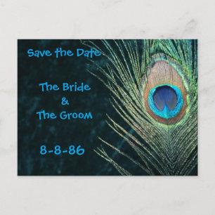 Donkergroene Pauw Veren Save the Date Aankondigingskaart