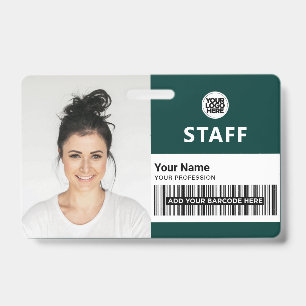 Donkergroene personeelsfoto Zakelijke staf ID Badge