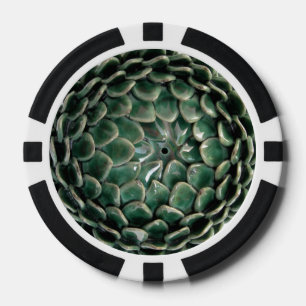 Donkergroene pokerchip