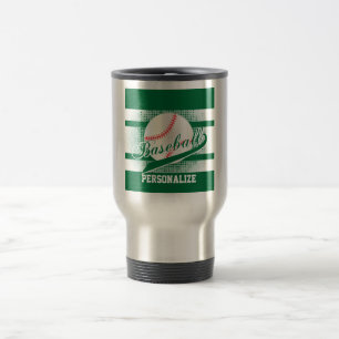 Donkergroene retro-honkbalstijl reisbeker