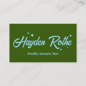 Donkergroene Retro Typografie Sterren Visitekaartje (Voorkant)