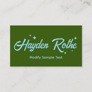 Donkergroene Retro Typografie Sterren Visitekaartje