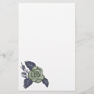 Donkergroene Roos Stationery Briefpapier