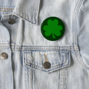 Donkergroene Shamrock Shape St Paddys Day Ronde Button 5,7 Cm