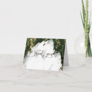 Donkergroene Smaragd Aquarel Geode BarefootBride™ Bedankkaart