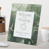 Donkergroene smaragdgroene edelsteen bruiloft reclamebord met voetstuk (Insitu)