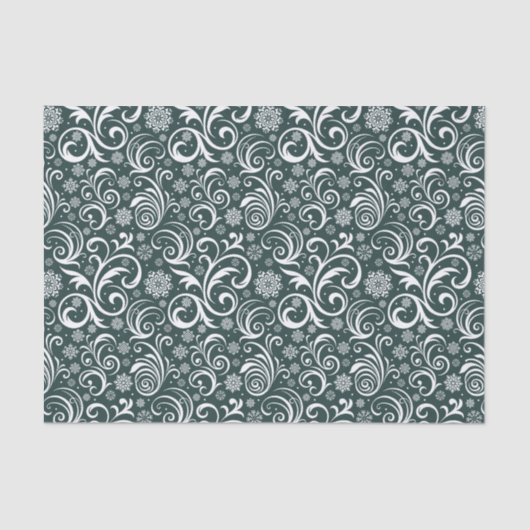 Donkergroene sneeuwvlokken en kerstwervelingen tissuepapier (Voorkant)