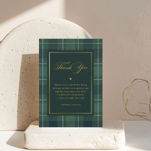 Donkergroene Tartan Polo Plaid Vintage Baby Shower Bedankkaart