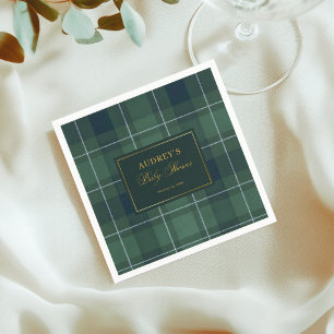Donkergroene Tartan Polo Plaid Vintage Baby Shower Servet