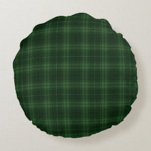 Donkergroene tartan, Schotse patroonplaat Rond Kussen