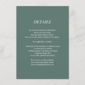 Donkergroene trouwdetails/informatiekaart informatiekaartje (Voorkant)