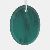 Donkergroene veren textuur glas ornament (Voorkant Rechts)