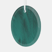 Donkergroene veren textuur glas ornament (Voorkant links)