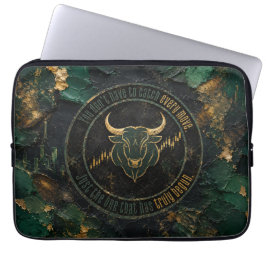 Donkergroene verf grunge stier ontwerp laptop sleeve