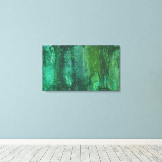 Donkergroene Waterverf Abstract Canvas Afdruk (Insitu (Houten vloer))