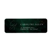 Donkergroene Waterverf Magical Gold Address Label (Voorkant)