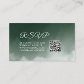 Donkergroene Waterverf Moderne bruiloft RSVP QR Informatiekaartje (Voorkant)