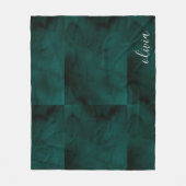 Donkergroene waterverf monogram naam fleece deken (Voorkant)