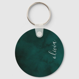 Donkergroene Waterverf monogram Sleutelhanger