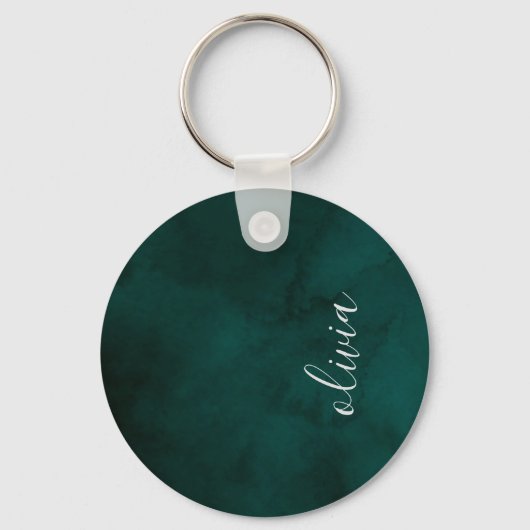 Donkergroene Waterverf Monogram Sleutelhanger – Pe (Voorkant)
