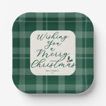 Donkergroene 'Wishing You A Merry Christmas' Plaid