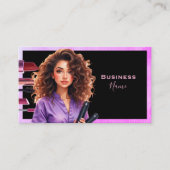 Donkerharige make-up dame Paarse Visitekaartje (Voorkant)