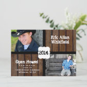 Donkerhout Aankondiging Afstuderen foto- (Staand voorkant)