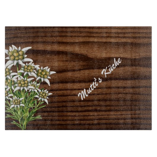 Donkerhout en Edelweiss - Aangepast Snijplank (Voorkant)