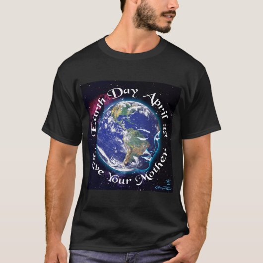 Donkerkleurig T-shirt met Earth Day (Voorkant)
