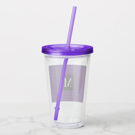 Donkerkoninklijk Paars gestreept, aangepast Initia Acryl Drinkbeker (Achterkant)