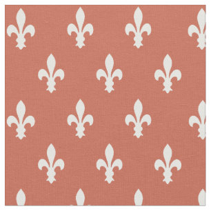 Donkerkoraal - Victoriaans Fleur de Lys Fabric Stof