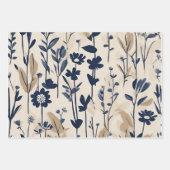 Donkermarineblauw Modern Groovy Daisy Flowers Inpakpapier Vel (Voorkant)