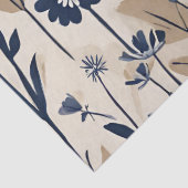 Donkermarineblauw Modern Groovy Daisy Flowers Tissuepapier (Detail)