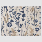 Donkermarineblauw Modern Groovy Daisy Flowers Tissuepapier (Voorkant)
