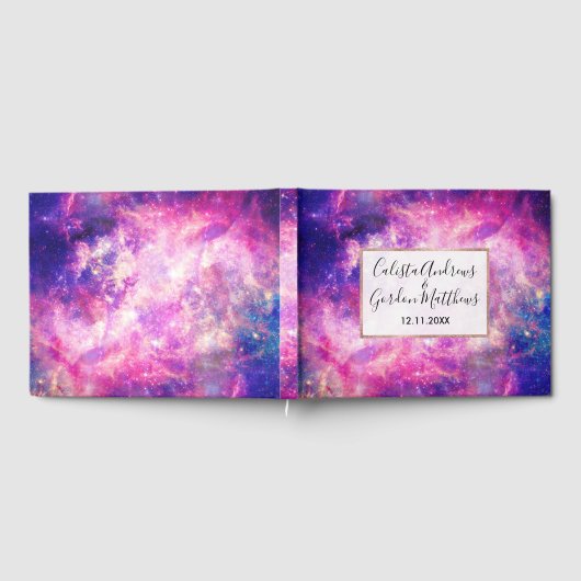 Donkernachtgradiënt galaxy glanzend Zodiac Starry  Gastenboek (Volledig)