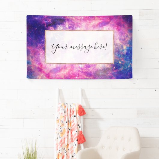 Donkernachtgradiënt galaxy glanzend Zodiac Starry  Spandoek (Insitu)