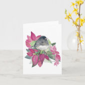 Donkerogige Junco Vogelbloemen Kaart (Gele Bloem)