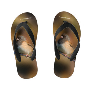 Donkeroogige Junco op een ledemaat Kinder Teenslippers