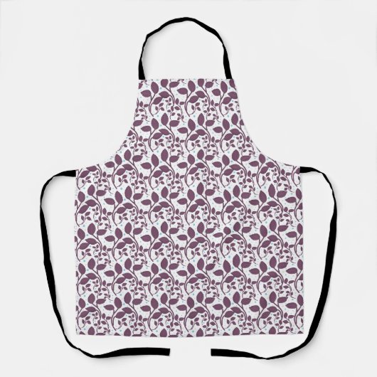 Donkerpaars bladpatroon, Elegante botanische print Schort (Voorkant)