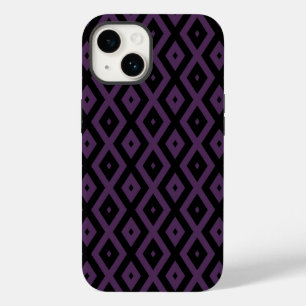 Donkerpaars en zwart diamantpatroon Case-Mate iPhone 14 hoesje