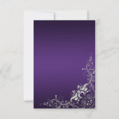Donkerpaars met sierlijke zilveren bloemkrullen RS RSVP Kaartje (Achterkant)