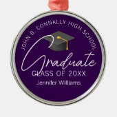 Donkerpaarse Afgestudeerde Op Maat Gemaakt Afstude Metalen Ornament (Voorkant)