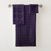 Donkerpaarse badset check patroon indigoverloop bad handdoek (Insitu)