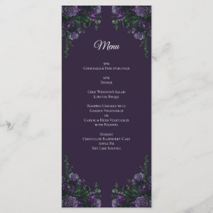 Donkerpaarse Bloemrijke Elegante Trouw Gotisch Menu