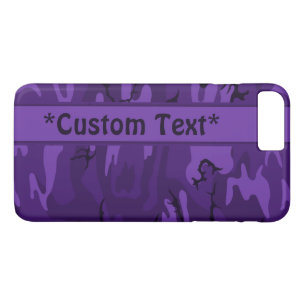 Donkerpaarse Camo met aangepaste tekst iPhone 8 Plus / 7 Plus Hoesje