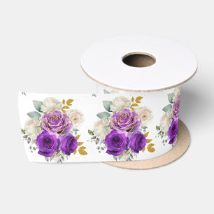 Donkerpaarse en gouden elegante bloemen lint