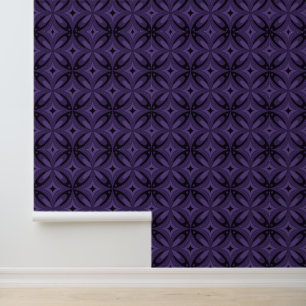 Donkerpaarse Kleurige Retro Patroon Behang