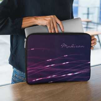 Donkerpaarse laptophoes met eigen naam 15'' laptop sleeve