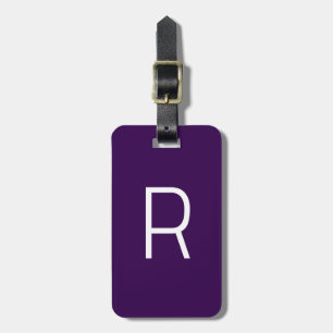 Donkerpaarse Monogram Initiaal Naam Cadeau Feest F Bagagelabel